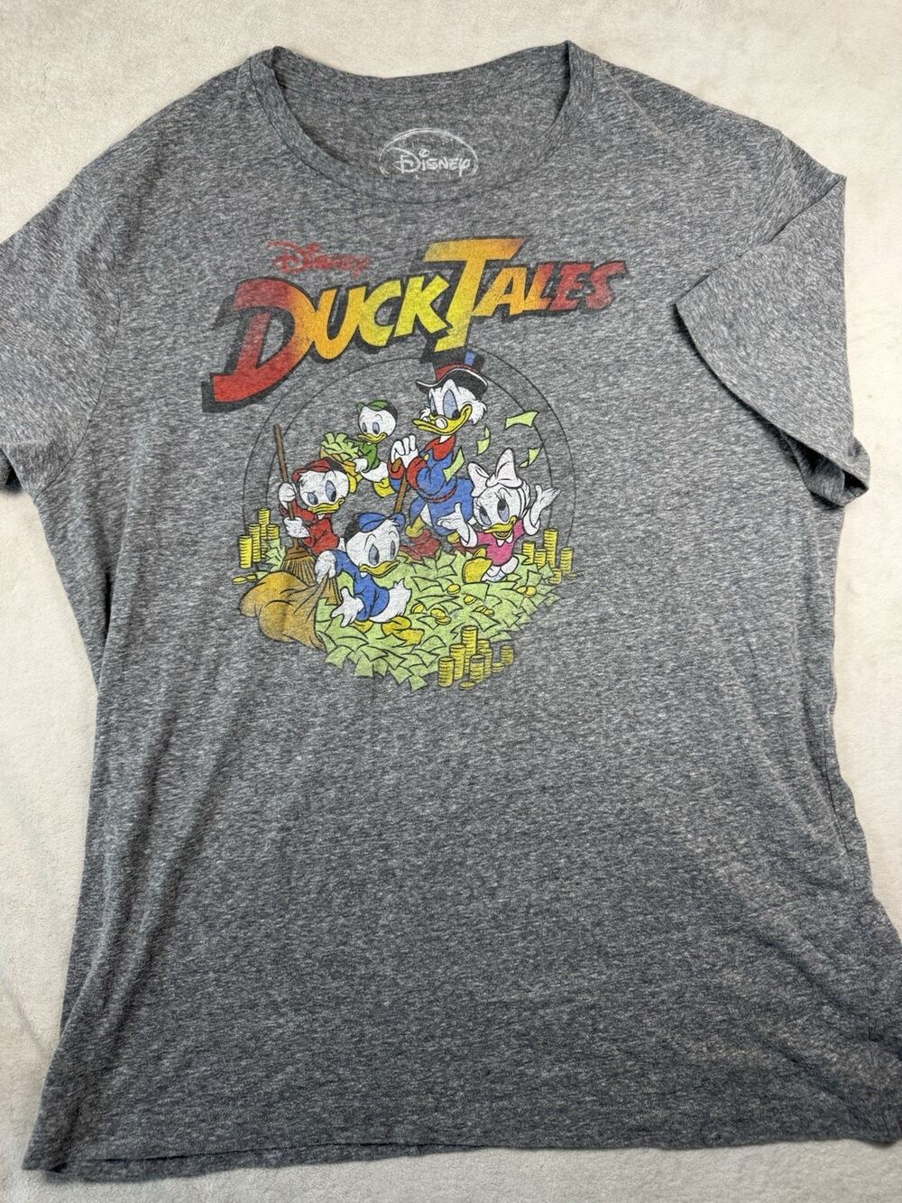 Vintage Disney DuckTales T Shirt XL Single Stitch Gray Scrooge McDuck 90s Tee